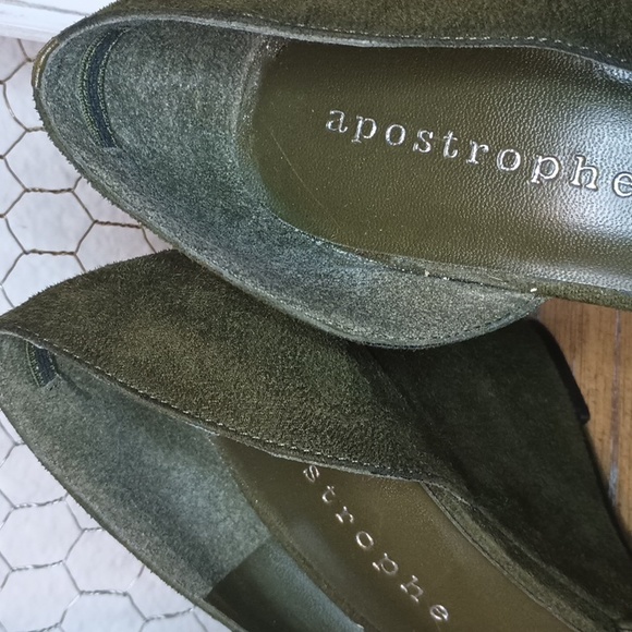 Apostrophe Textile Suede Peep-Toe Wedges - Picture 8 of 9